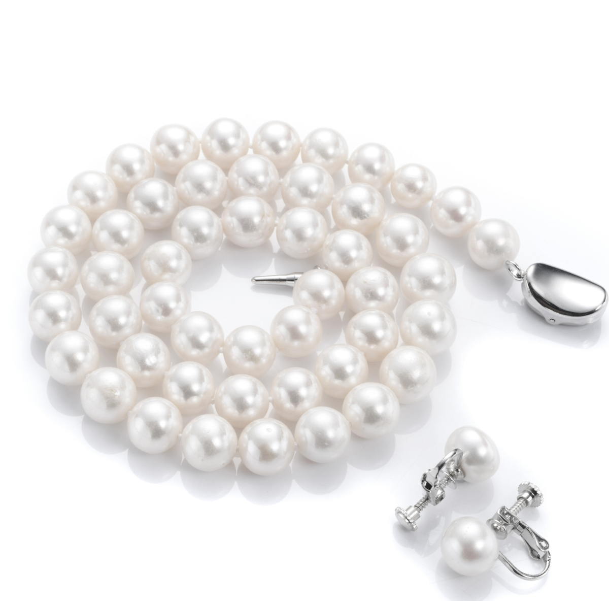 つやたま真珠　入学式　卒業式　フォーマル　プレゼントに。パールネックレス ゆったり50ｃｍ　大粒10ｍｍ珠　本真珠ネックレス＆ピアスorイヤリングセット
