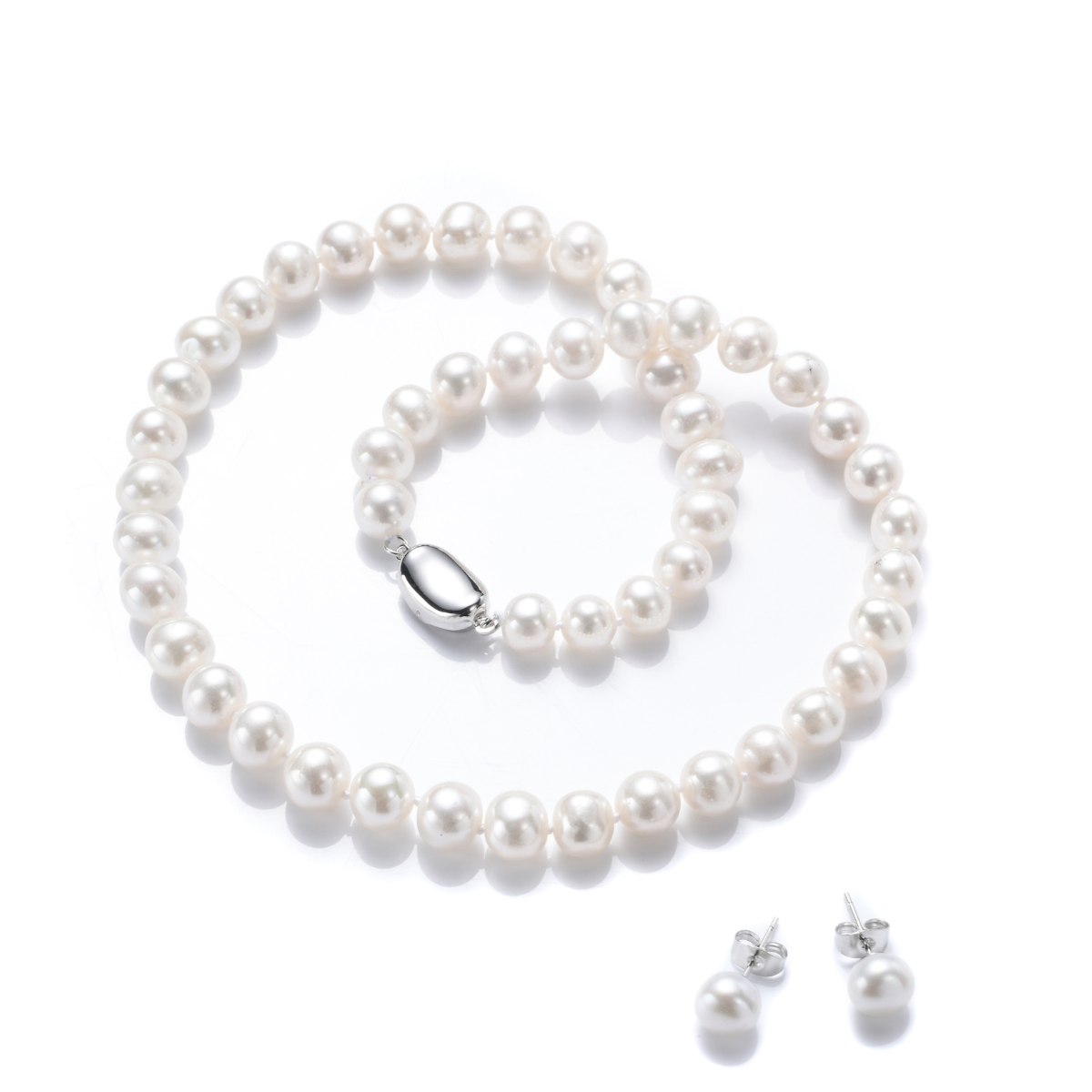 [つやたま] 【品質保証】 本真珠ネックレス＆ピアスセットorイヤリングセット 大粒 8mm 冠婚葬祭用