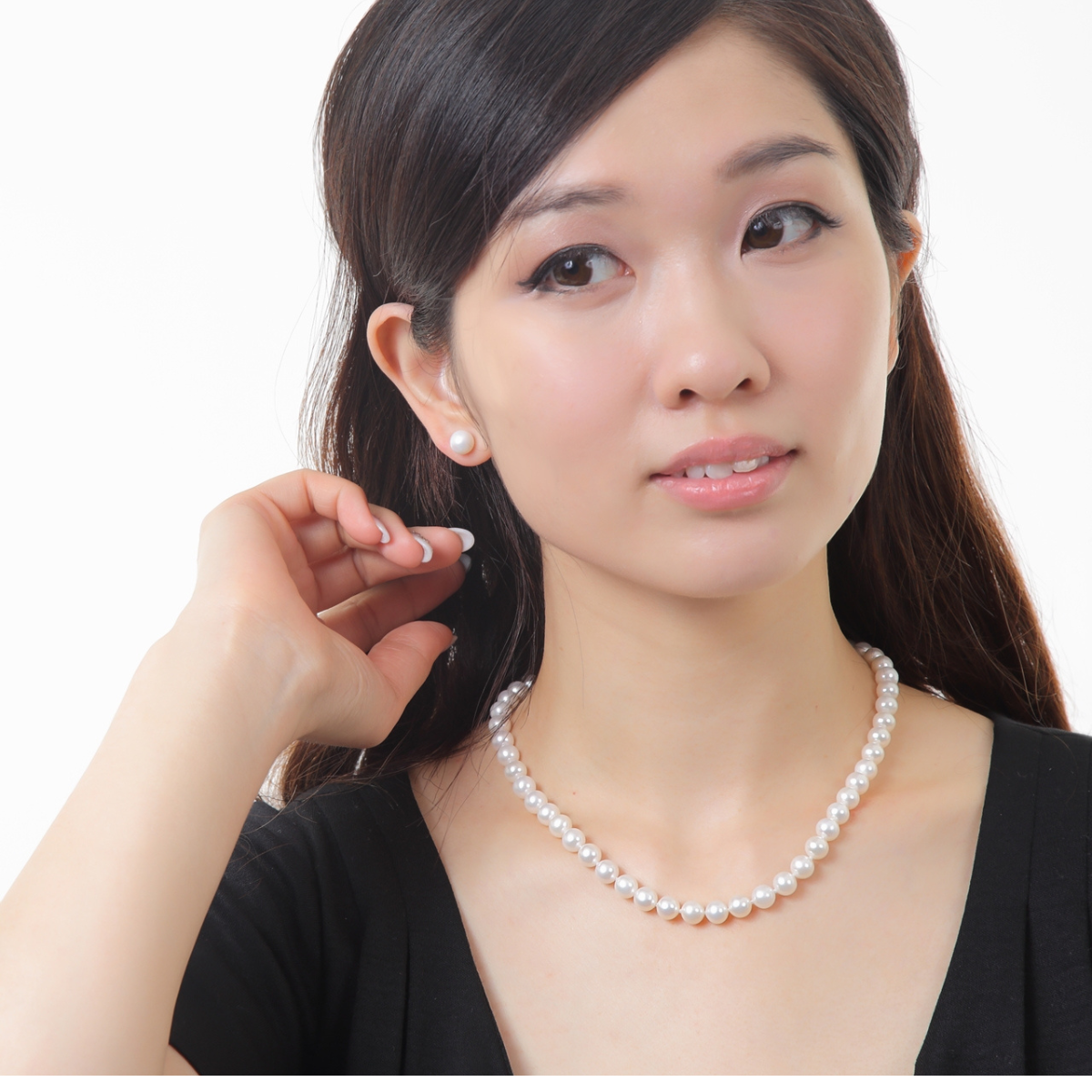 [つやたま] 【品質保証】 本真珠ネックレス＆ピアスセットorイヤリングセット 大粒 8mm 冠婚葬祭用