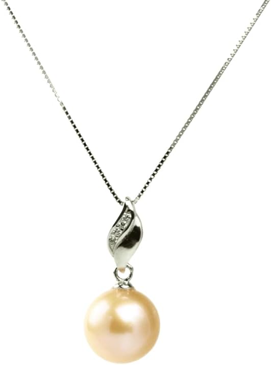 つやたま【最高級 特品】 大粒11-12ｍｍ 一粒 本真珠ネックレス イエローピンクカラー シルバー925 一粒パールネックレス