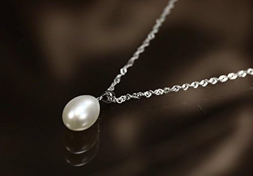 本真珠ネックレス 大粒9.5-10ｍ ドロップ型 一粒真珠ペンダント ホワイトカラー　シルバー925 一粒パールネックレス