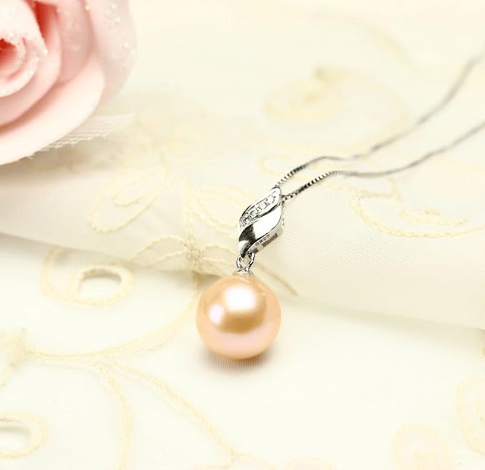 つやたま【最高級 特品】 大粒11-12ｍｍ 一粒 本真珠ネックレス イエローピンクカラー シルバー925 一粒パールネックレス