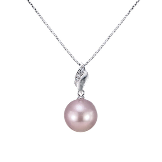 つやたま【最高級 特品】 大粒11-12ｍｍ 一粒 本真珠ネックレス　シルバー925 一粒パールネックレス (グレーパープル)