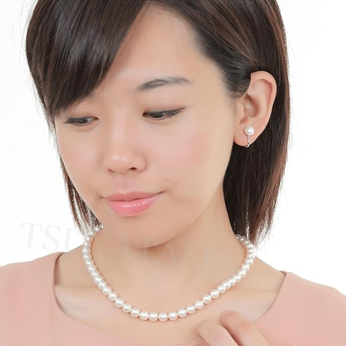 つやたま真珠 卒業式　入学式　成人のお祝いに　淡水真珠ネックレス　パールネックレス　本真珠ネックレス 無核本真珠 7.0-7.5mm ピアス or イヤリング　高級化粧箱ハートキーパー高級ボックス付