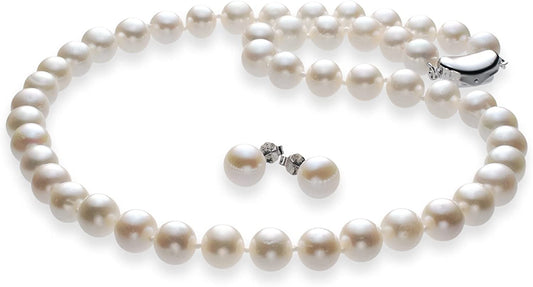 [つやたまうるる] 【品質保証書付】 本真珠ネックレス＆ピアスセット 大粒 ８.5-9mm 冠婚葬祭用