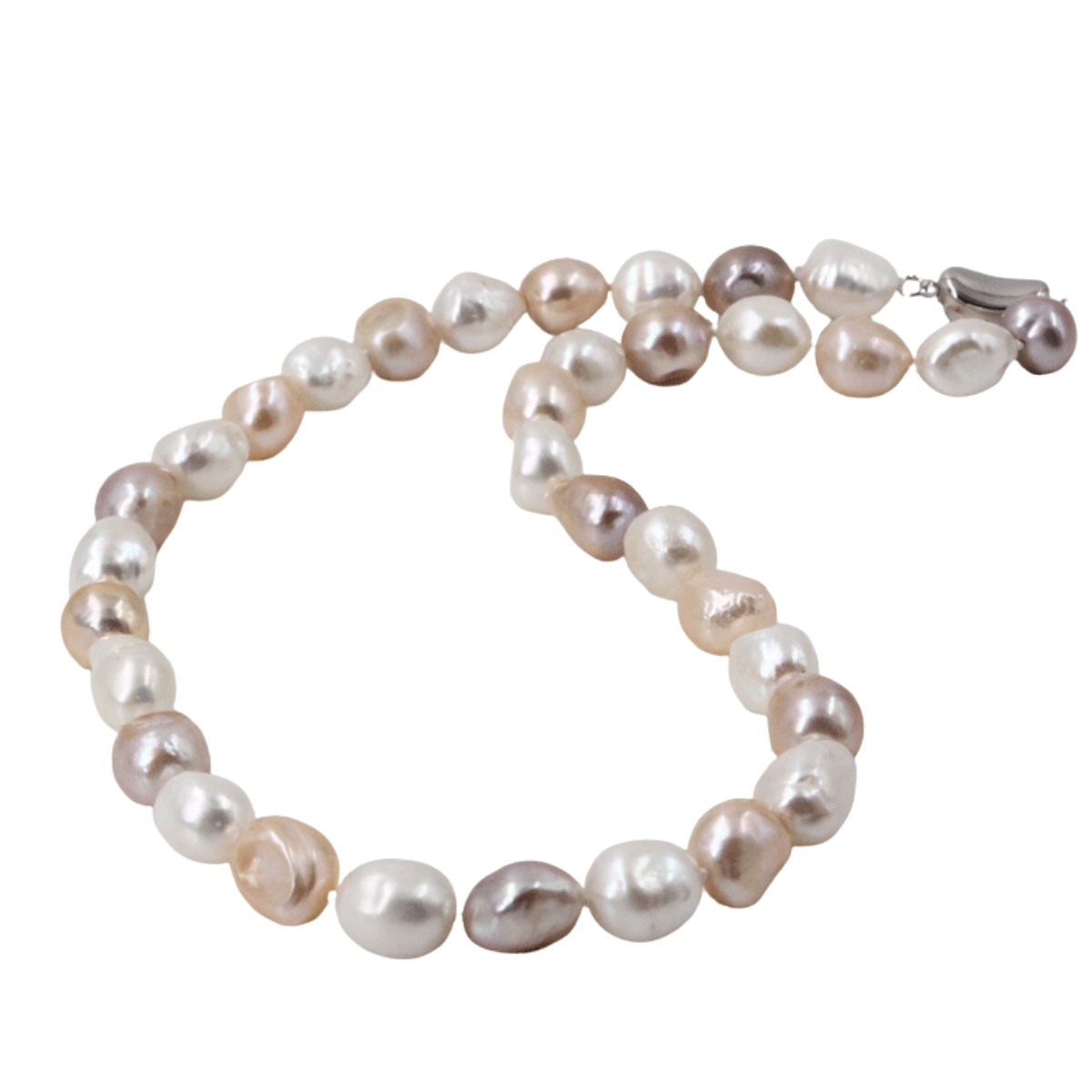 品質保証】 本真珠マルチカラー　バロックネックレス＆イヤリングセットまたはピアスセット 大粒 9.5-10.5mm 冠婚用