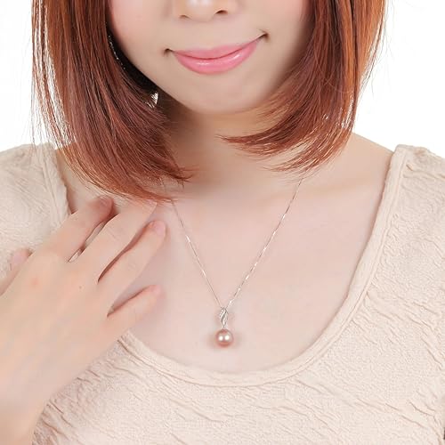 つやたま【最高級 特品】 大粒11-12ｍｍ 一粒 本真珠ネックレス　シルバー925 一粒パールネックレス (グレーパープル)