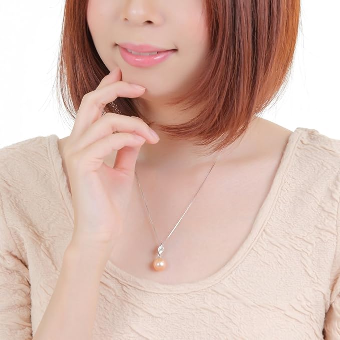 つやたま【最高級 特品】 大粒11-12ｍｍ 一粒 本真珠ネックレス イエローピンクカラー シルバー925 一粒パールネックレス