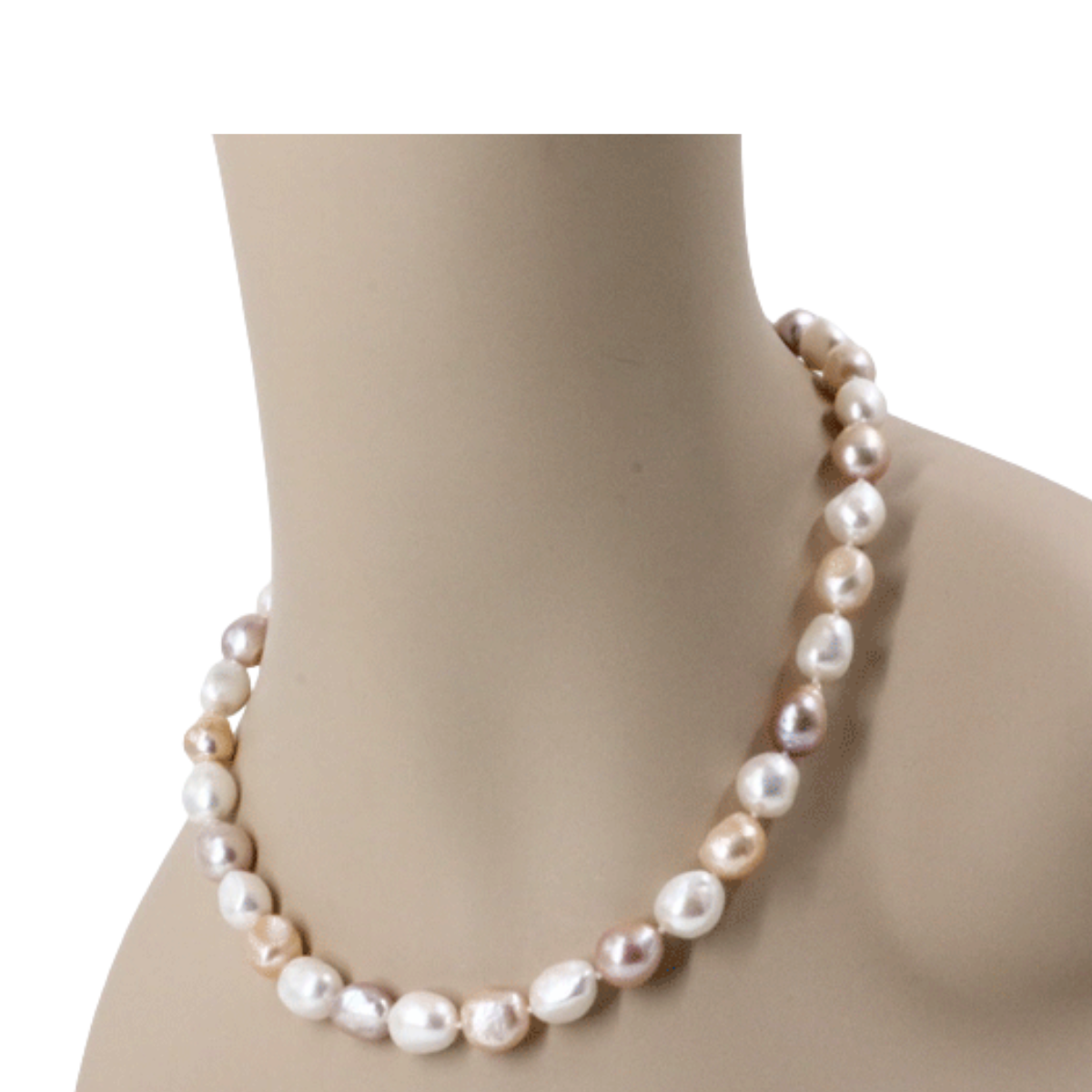 品質保証】 本真珠マルチカラー　バロックネックレス＆イヤリングセットまたはピアスセット 大粒 9.5-10.5mm 冠婚用