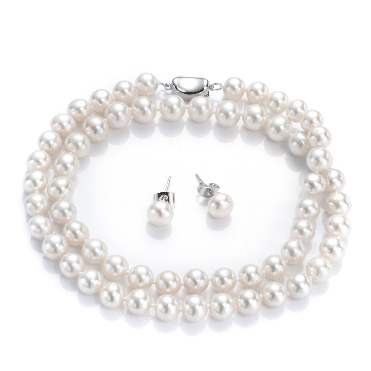 つやたま真珠　卒業式　入学式　冠婚葬祭　高級化粧箱付き　 パールネックレス ゆったり50ｃｍ 大粒8mm珠 本真珠ネックレス＆ピアスorイヤリングセット