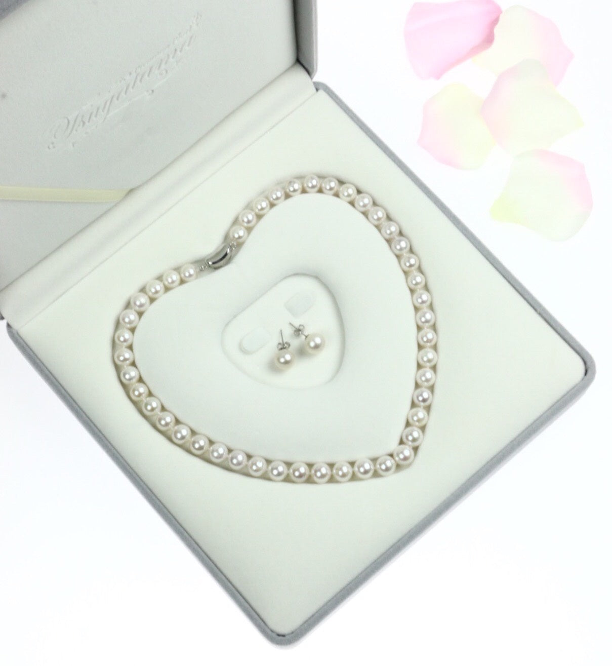 つやたま真珠 ウエディングパール 本真珠ネックレス ピアスorイヤリングセット 8.5-9mm 厳選ラウンド形 ハートキーパーボックス付 花嫁 冠婚葬祭