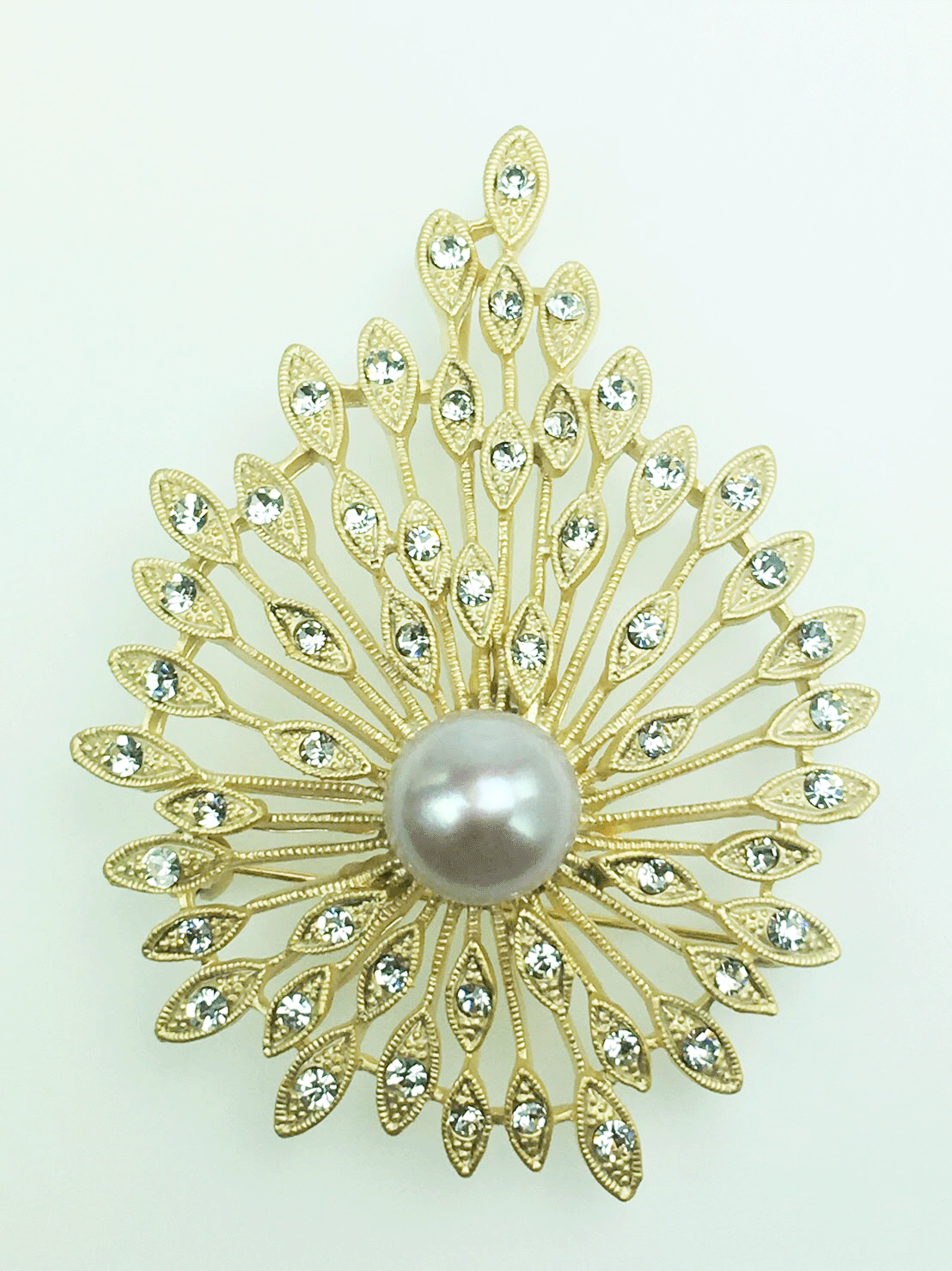 パールブローチ　ゴールドリーフ　パール10ｍｍ