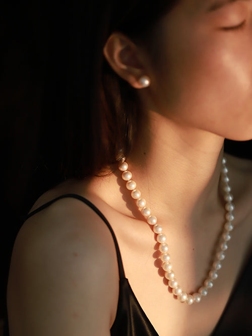 つやたま真珠　入学式　卒業式　フォーマル　プレゼントに。パールネックレス ゆったり50ｃｍ　大粒10ｍｍ珠　本真珠ネックレス＆ピアスorイヤリングセット