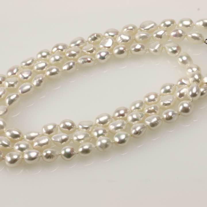 [つやたま] 本真珠バロックネックレスセット（イヤリング又はピアス） ロング130ｃｍ 大粒10-10.5mm 冠婚用 品質保証