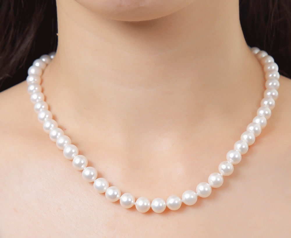 つやたま真珠 本真珠ネックレス ピアス or イヤリングセット 7.5-8.0mm ハートキーパーボックス付 冠婚葬祭 成人祝い プレゼント