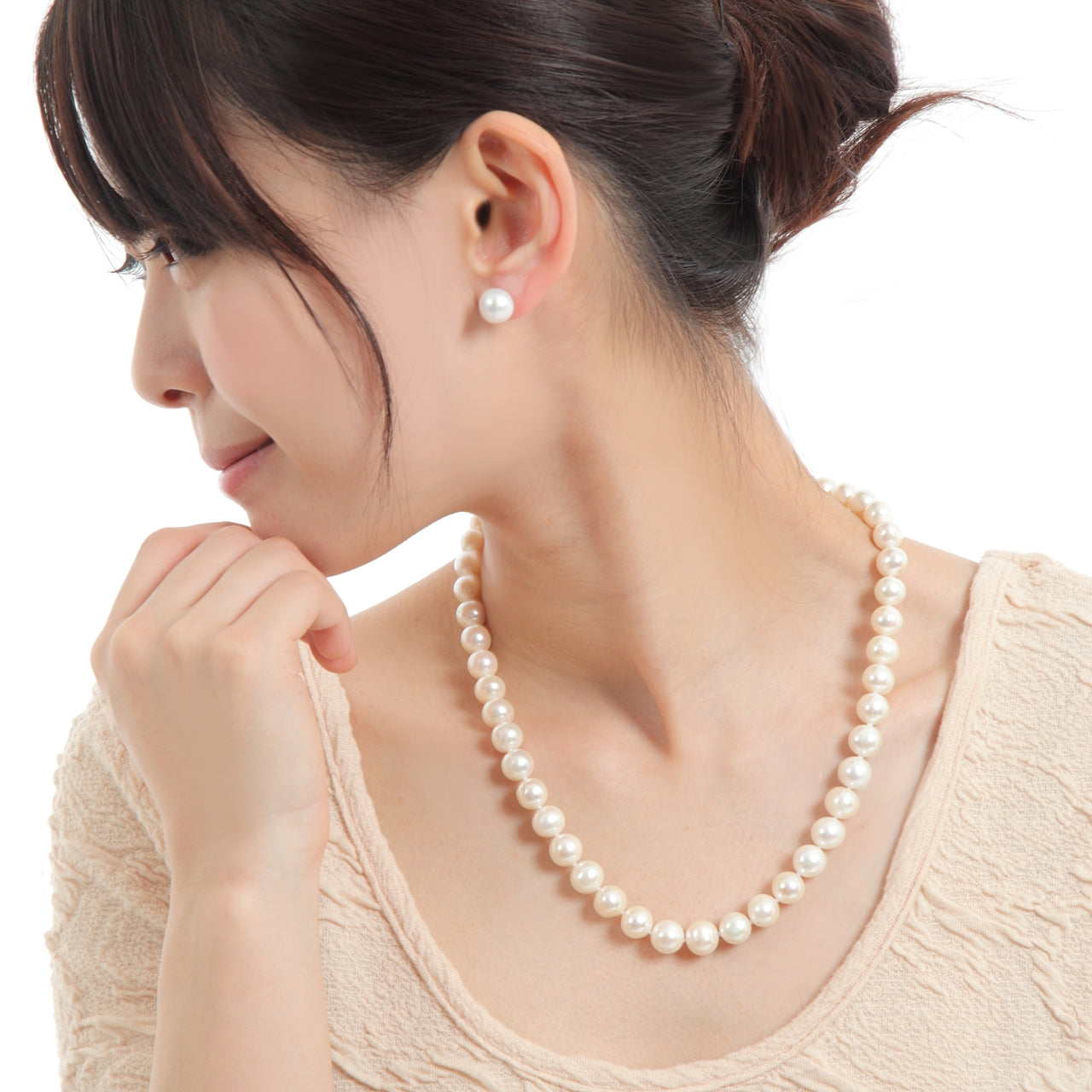 つやたま真珠　入学式　卒業式　フォーマル　プレゼントに。パールネックレス ゆったり50ｃｍ　大粒10ｍｍ珠　本真珠ネックレス＆ピアスorイヤリングセット