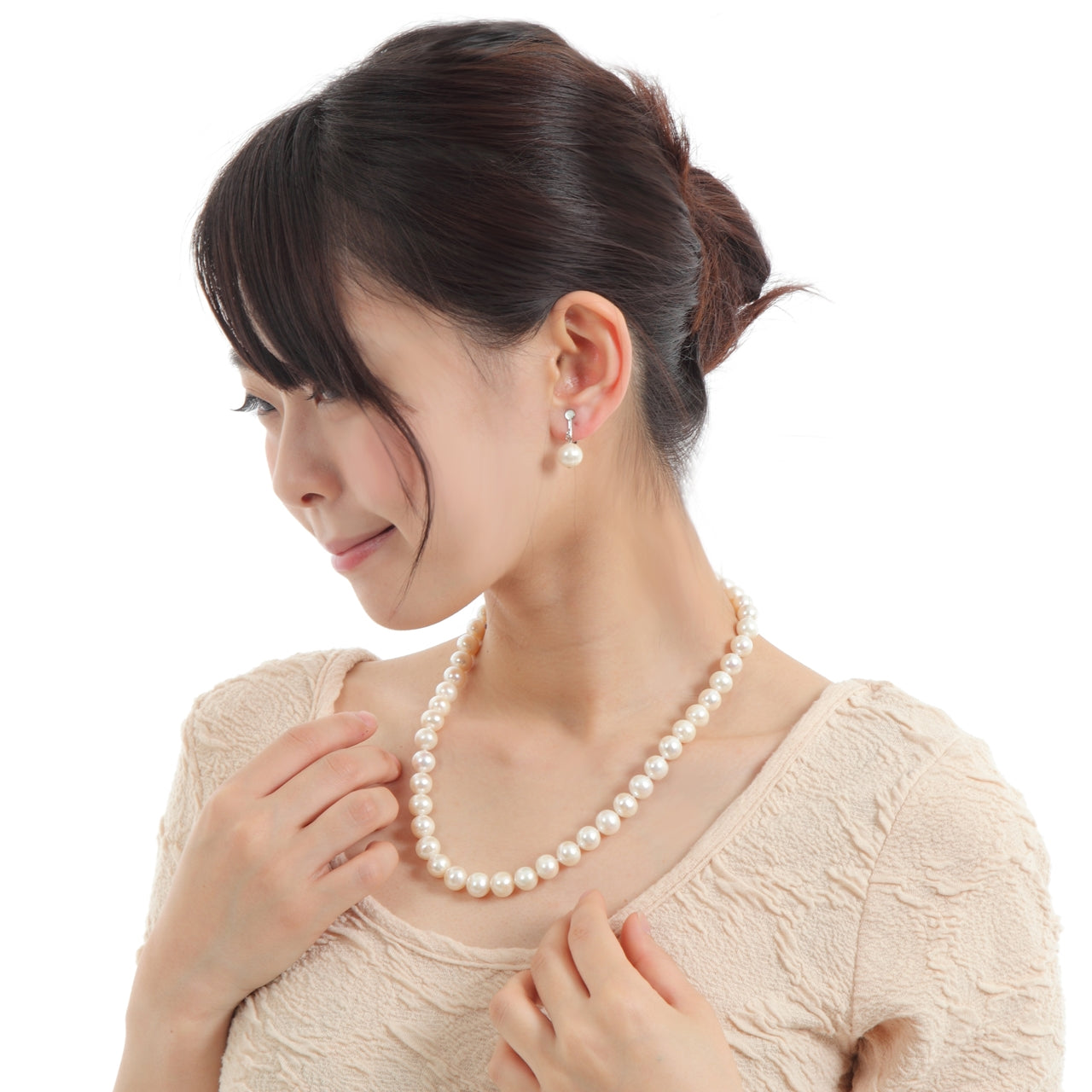 つやたま真珠　入学式　卒業式　フォーマル　プレゼントに。パールネックレス ゆったり50ｃｍ　大粒10ｍｍ珠　本真珠ネックレス＆ピアスorイヤリングセット