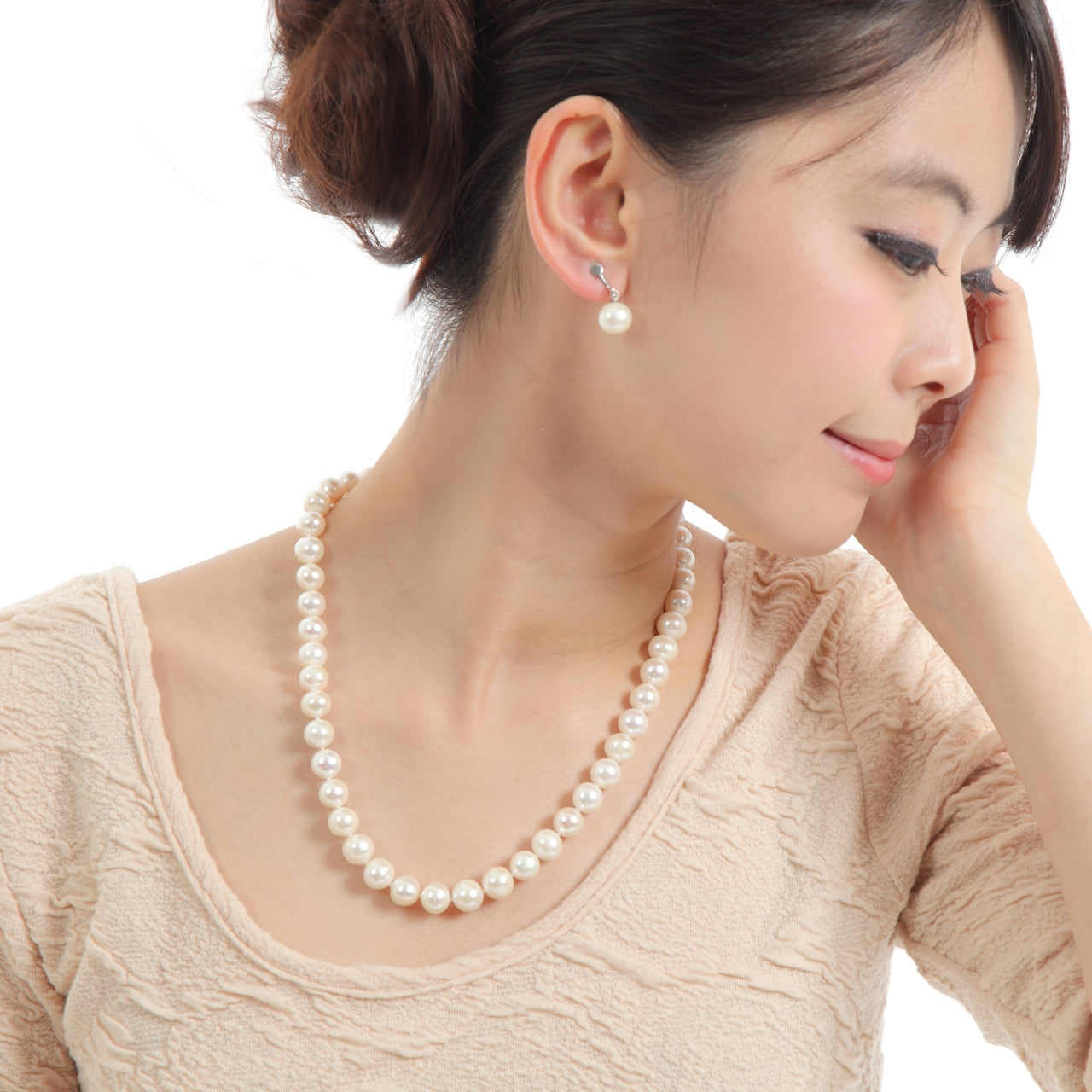 つやたま真珠　入学式　卒業式　フォーマル　プレゼントに。パールネックレス ゆったり50ｃｍ　大粒10ｍｍ珠　本真珠ネックレス＆ピアスorイヤリングセット