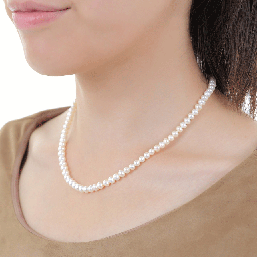 つやたま真珠 本真珠 ベビーパールネックレス 約5.5mm 花珠級真珠